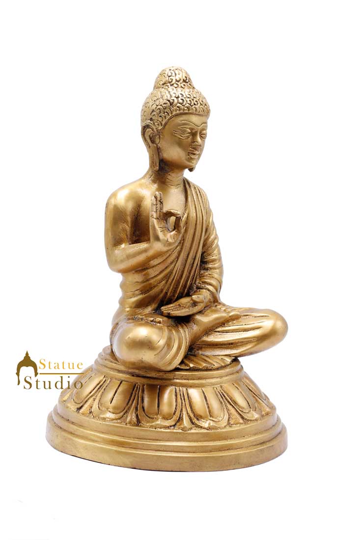 Brass Buddha Statue For Home Décor Showpiece Gifting Handmade Figurine Idol 11" - Image 4