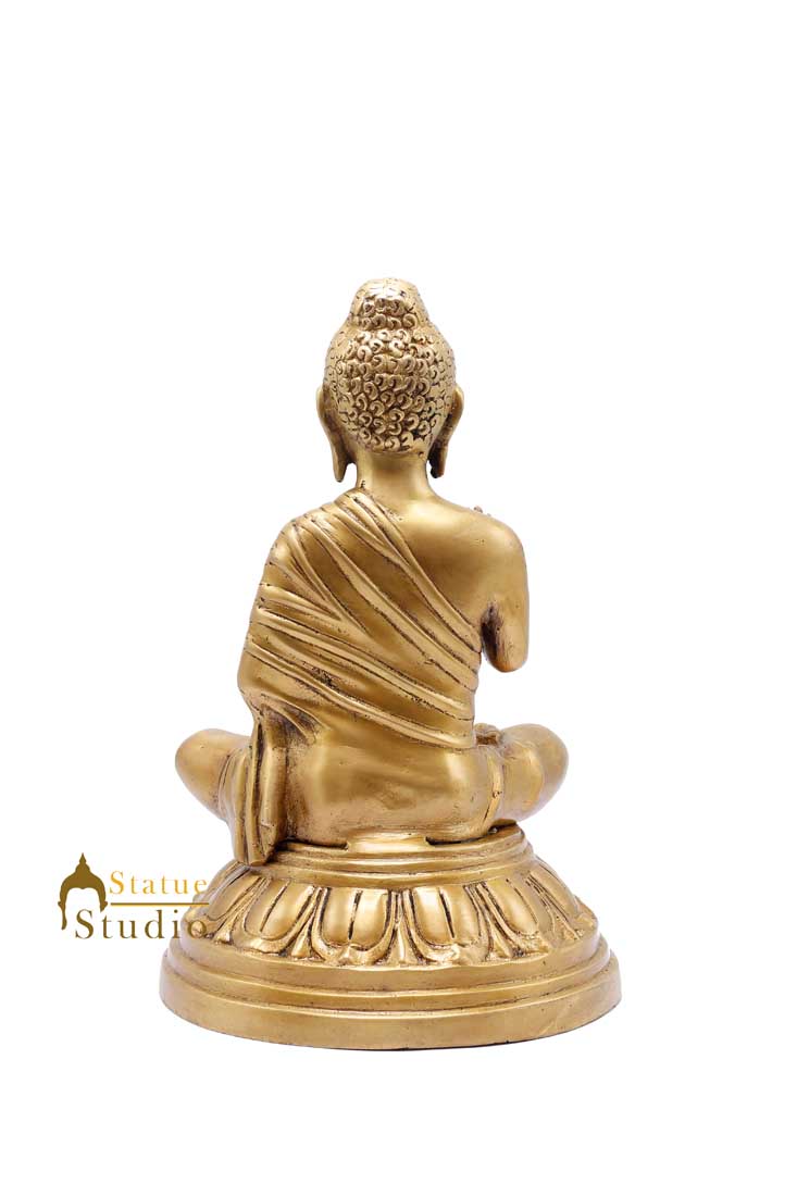 Brass Buddha Statue For Home Décor Showpiece Gifting Handmade Figurine Idol 11" - Image 5