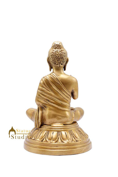 Brass Buddha Statue For Home Décor Showpiece Gifting Handmade Figurine Idol 11" by vendor-unknown - Buddha (View 5)