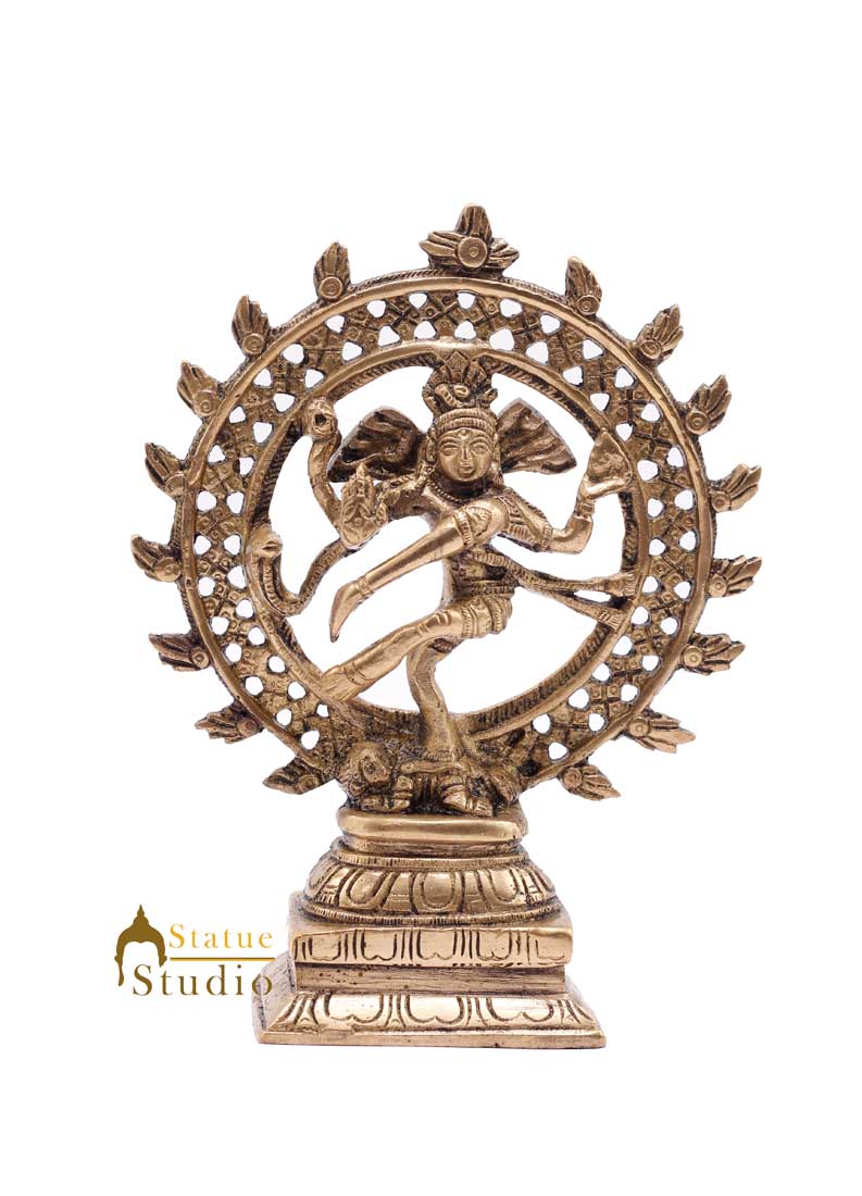 Indian Brass Nataraja Statue Mini Idol Small Décor Showpiece Natraj Figurine 6" - Image 2