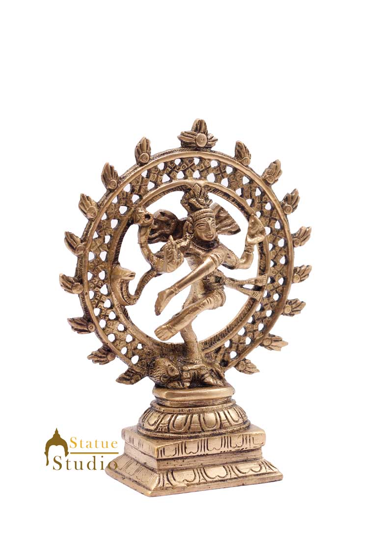 Indian Brass Nataraja Statue Mini Idol Small Décor Showpiece Natraj Figurine 6" - Image 3