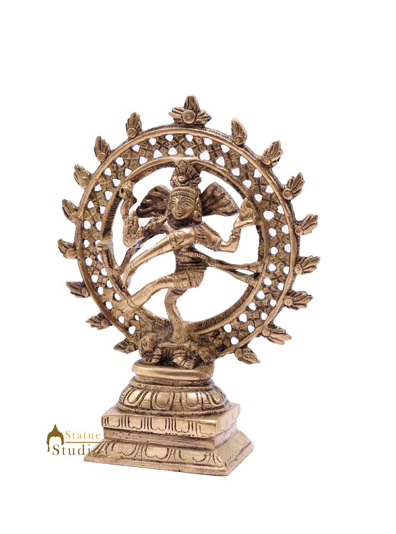 Indian Brass Nataraja Statue Mini Idol Small Décor Showpiece Natraj Figurine 6"