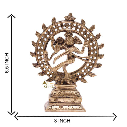 Indian Brass Nataraja Statue Mini Idol Small Décor Showpiece Natraj Figurine 6" by vendor-unknown - Hindu Gods (View 6)