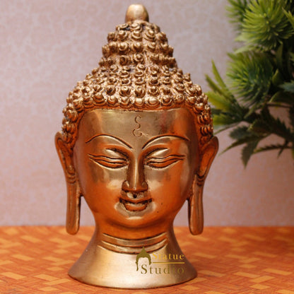Brass Buddha Head Statue for Decor Gift Idol Showpiece 5" by vendor-unknown - Buddha