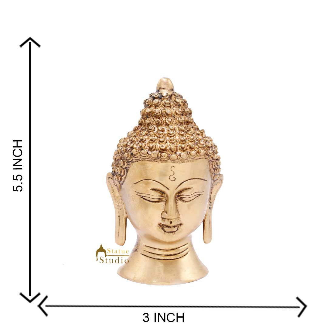 Brass Buddha Head Statue for Decor Gift Idol Showpiece 5" - Image 7