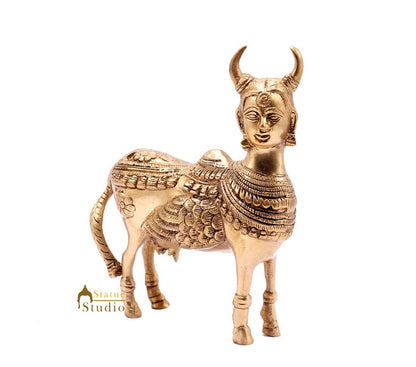 Indian Handmade Brass Lucky Kamdhenu Cow Statue Fengshui Vastu Décor Gift Idol 6" by vendor-unknown - Spiritual (View 4)
