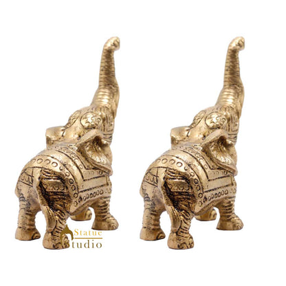 Indian Brass Elephant Pair Lucky Feng Shui Vastu Home Decorative Showpiece 3" by vendor-unknown - Decor (View 3)
