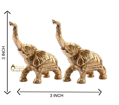 Indian Brass Elephant Pair Lucky Feng Shui Vastu Home Decorative Showpiece 3" by vendor-unknown - Decor (View 4)