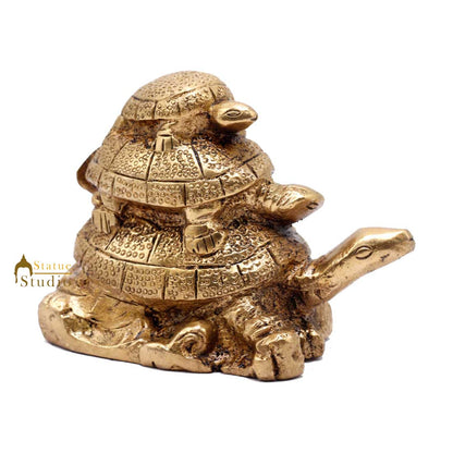 Brass Lucky Fengshui Vastu Home Office Decorative Turtle Gift Showpiece 3" by vendor-unknown - Decor