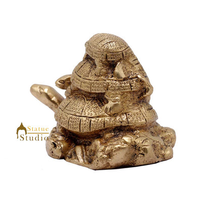 Brass Lucky Fengshui Vastu Home Office Decorative Turtle Gift Showpiece 3" by vendor-unknown - Decor (View 5)
