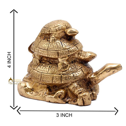 Brass Lucky Fengshui Vastu Home Office Decorative Turtle Gift Showpiece 3" by vendor-unknown - Decor (View 6)