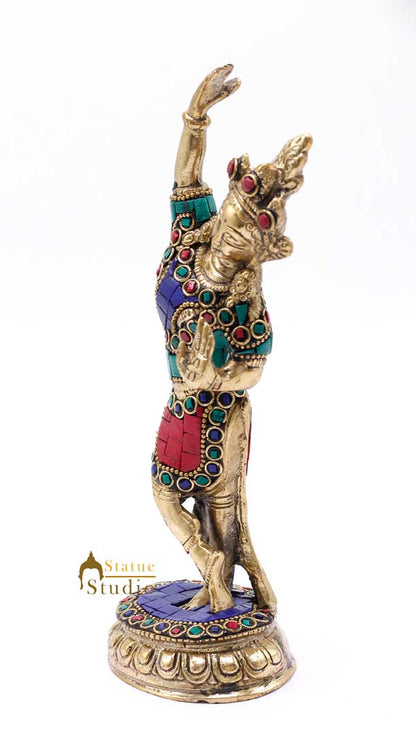 Brass Buddha Lady Dancing Mayadevi Home Décor Gifting Idol Showpiece 8" by vendor-unknown - Decor (View 5)
