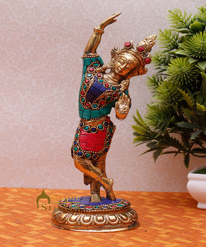 Brass Buddha Lady Dancing Mayadevi Home Décor Gifting Idol Showpiece 8" by vendor-unknown - Decor