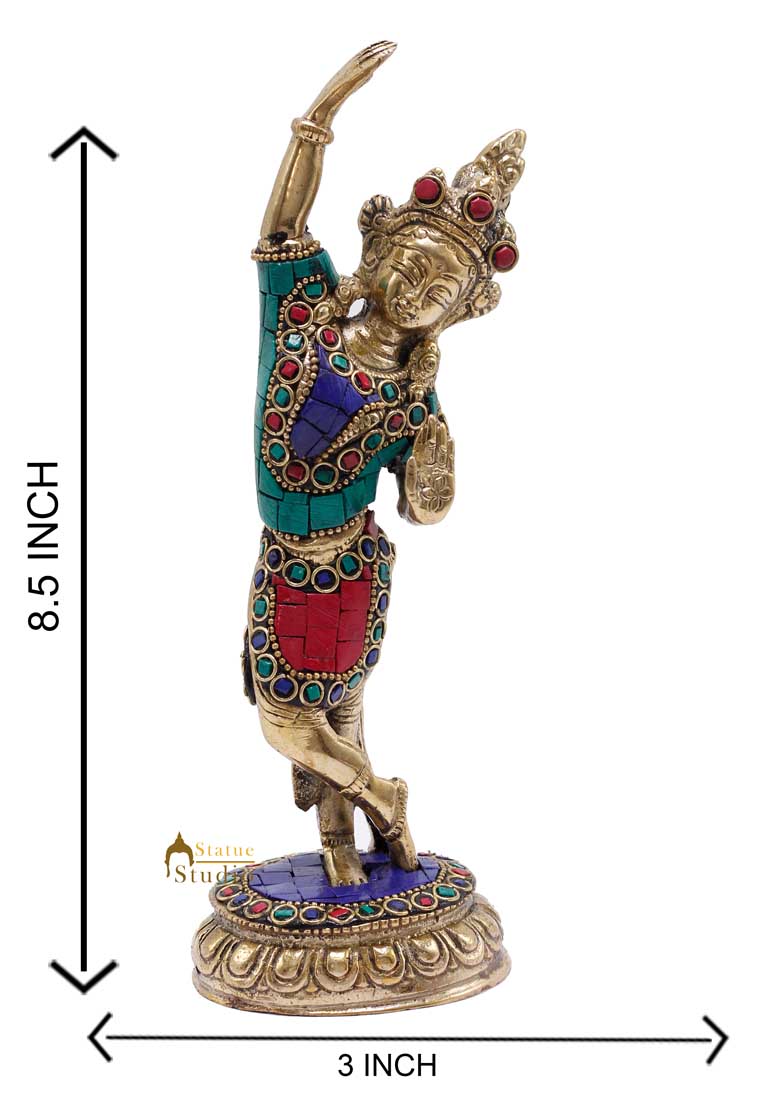 Brass Buddha Lady Dancing Mayadevi Home Décor Gifting Idol Showpiece 8"