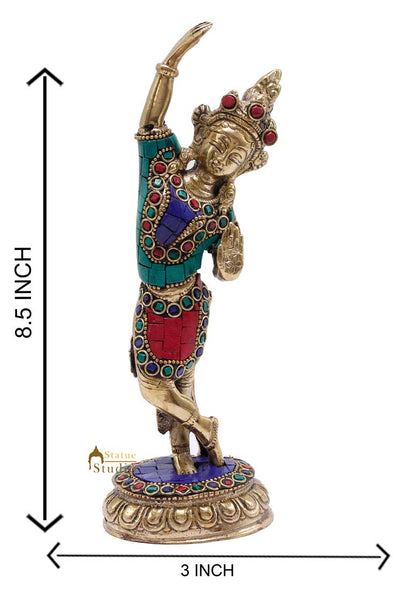 Brass Buddha Lady Dancing Mayadevi Home Décor Gifting Idol Showpiece 8" by vendor-unknown - Decor (View 7)