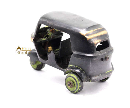 Brass Antique Finish Indian Auto Rickshaw Replica show pieces for Home Décor items for Living Room by vendor-unknown - Decor (View 4)