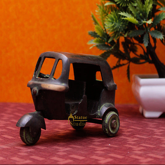 Brass Antique Finish Indian Auto Rickshaw Replica show pieces for Home Décor items for Living Room