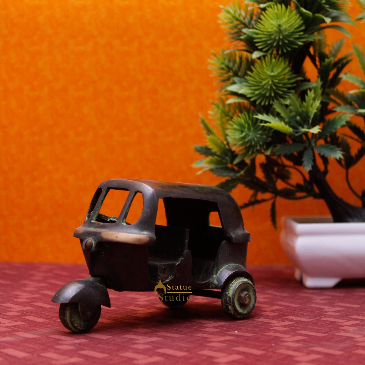 Brass Antique Finish Indian Auto Rickshaw Replica show pieces for Home Décor items for Living Room - Eco-friendly - Sama Homes