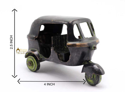 Brass Antique Finish Indian Auto Rickshaw Replica show pieces for Home Décor items for Living Room by vendor-unknown - Decor (View 7)