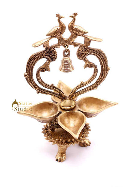 Brass South Indian Style Parrot Bird Diya Diwali Religious Décor Showpiece 11" by vendor-unknown - Spiritual (View 3)