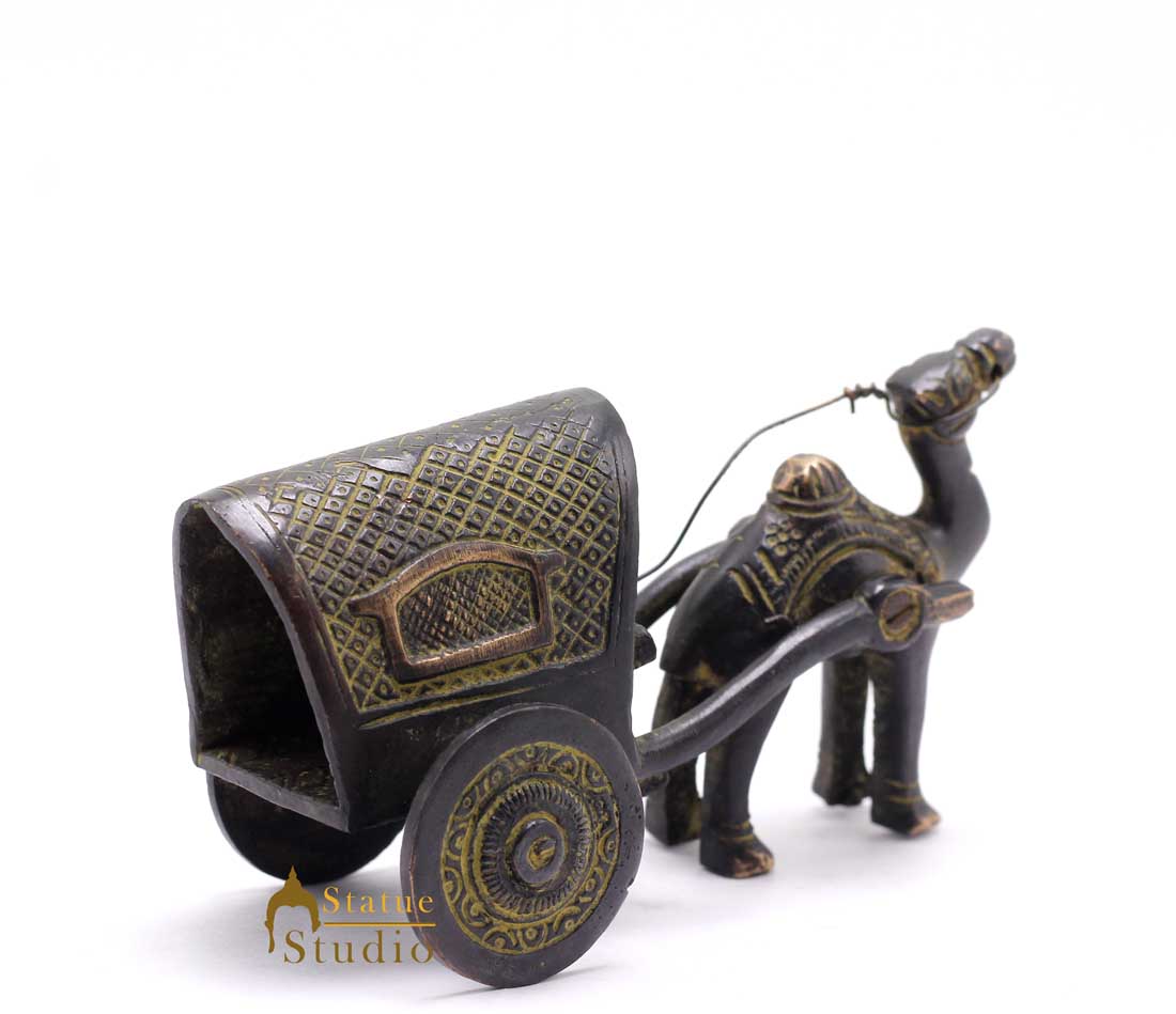 Brass Antique Finish Camel Cart Replica statue show pieces for Home Décor items for Living Room