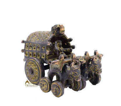 Brass Antique Finish Cattle Cart Replica statue show pieces for Home Décor items for Living Room by vendor-unknown - Decor (View 2)
