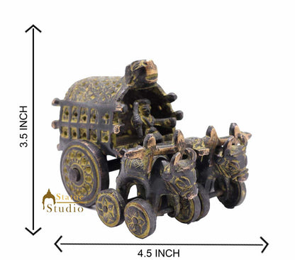 Brass Antique Finish Cattle Cart Replica statue show pieces for Home Décor items for Living Room by vendor-unknown - Decor (View 4)