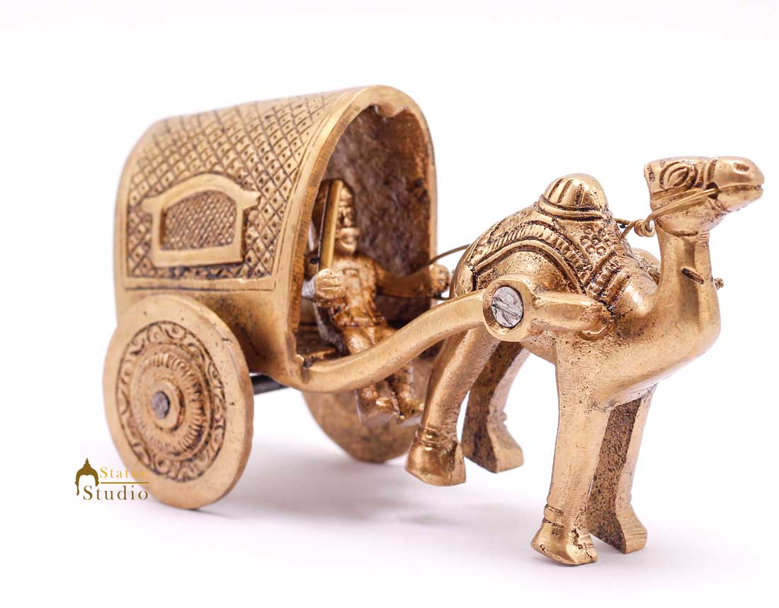 Brass Antique Finish Camel Cart Replica statue Home Decorations Item Showpiece for Living Room