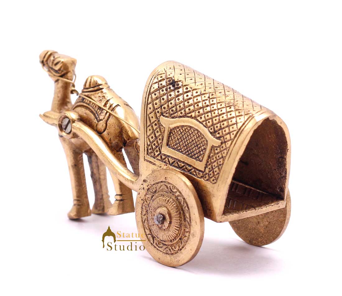 Brass Antique Finish Camel Cart Replica statue Home Decorations Item Showpiece for Living Room