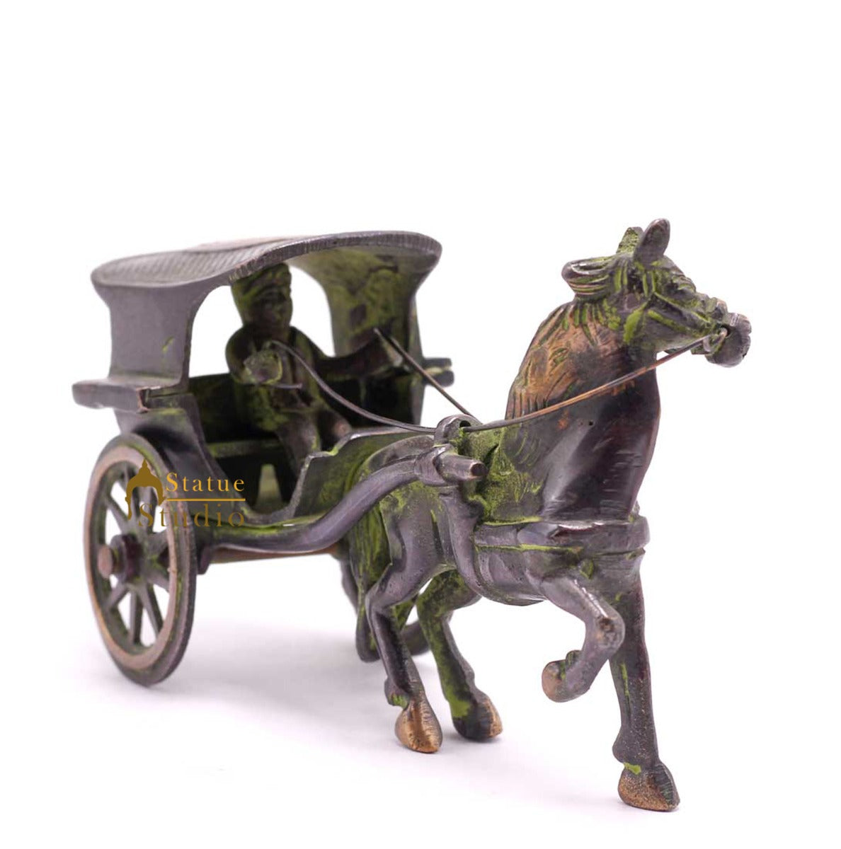 Brass Antique Finish Horse Cart Replica statue show pieces for Home Décor items for Living Room