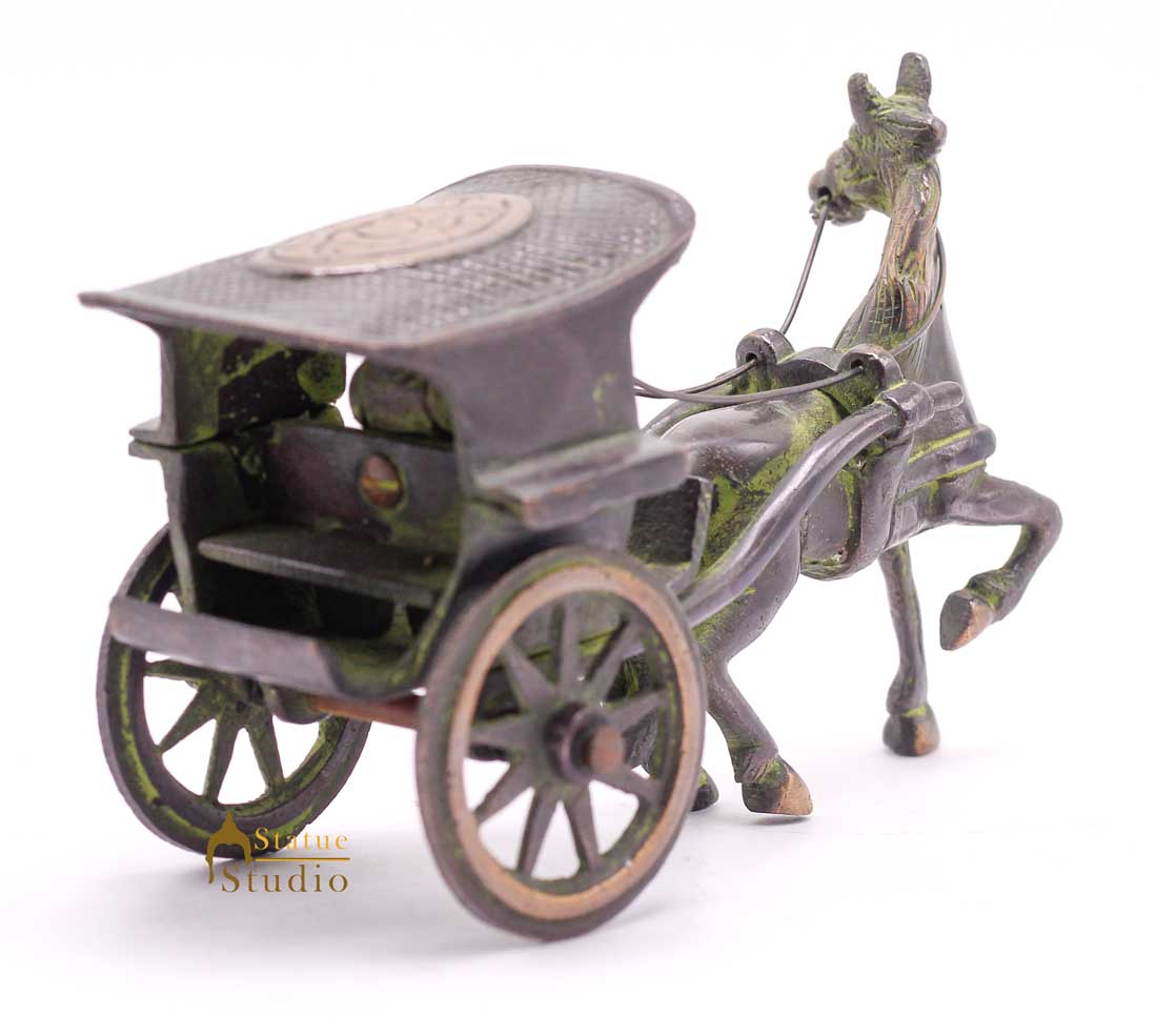 Brass Antique Finish Horse Cart Replica statue show pieces for Home Décor items for Living Room