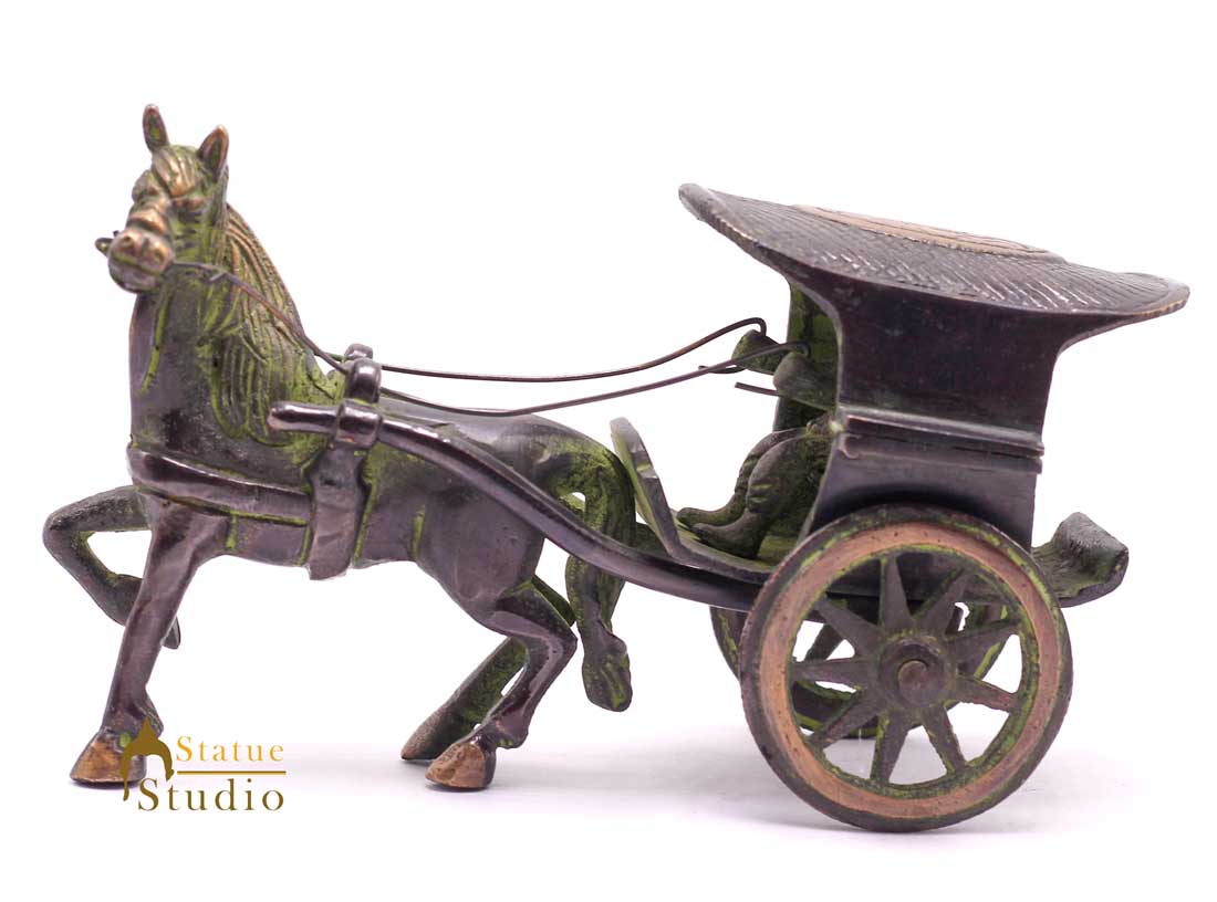 Brass Antique Finish Horse Cart Replica statue show pieces for Home Décor items for Living Room