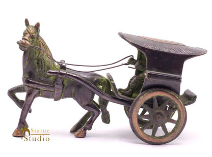 Brass Antique Finish Horse Cart Replica statue show pieces for Home Décor items for Living Room by vendor-unknown - Decor (View 5)