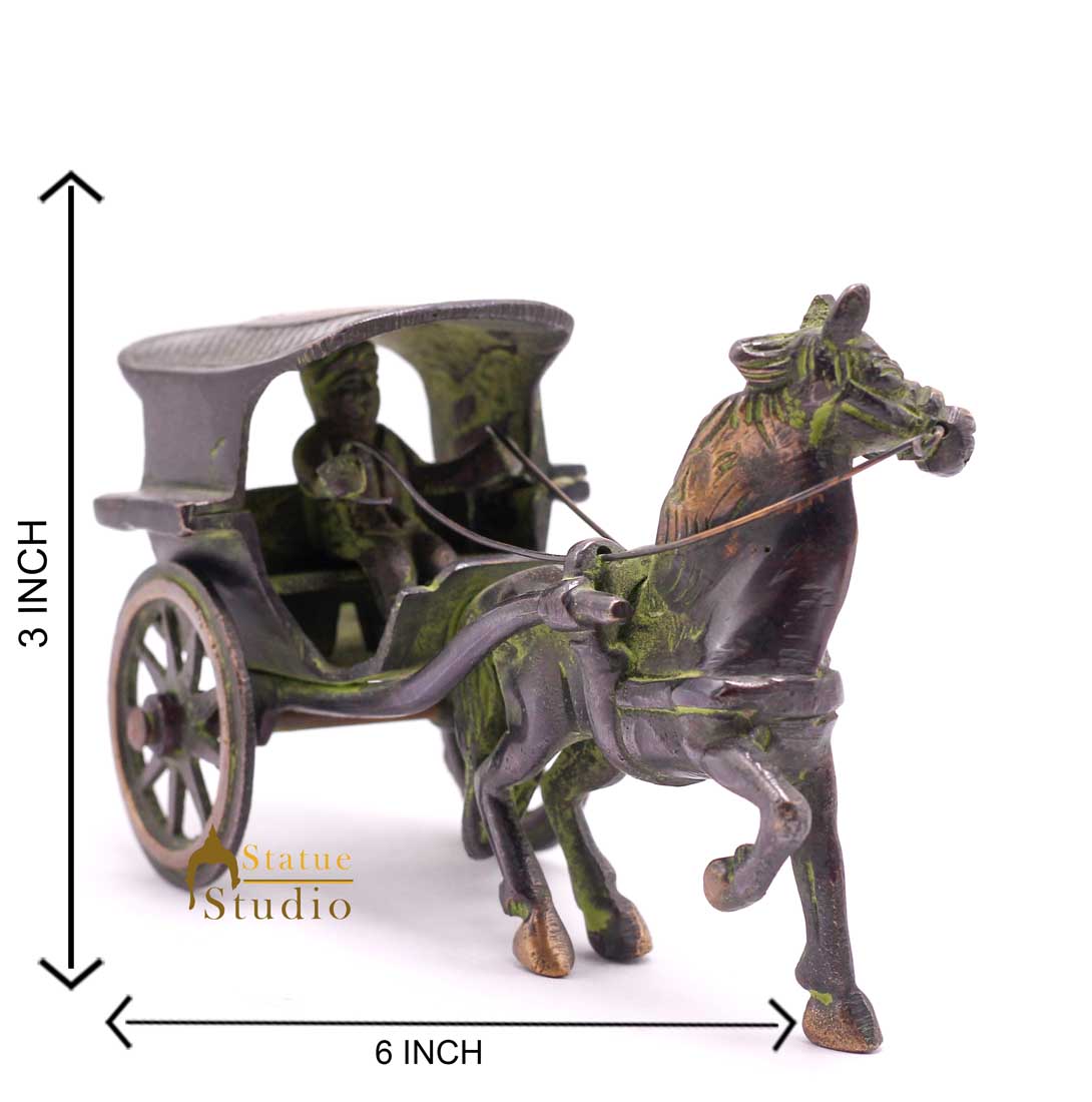 Brass Antique Finish Horse Cart Replica statue show pieces for Home Décor items for Living Room