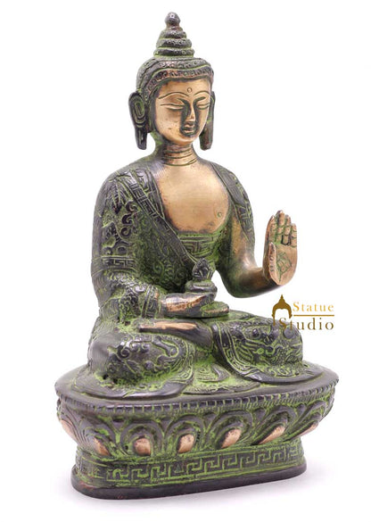 Brass Gautam Buddha Statue For Home Décor Corporate Diwali Gift Idol Showpiece 7" by vendor-unknown - Buddha (View 4)