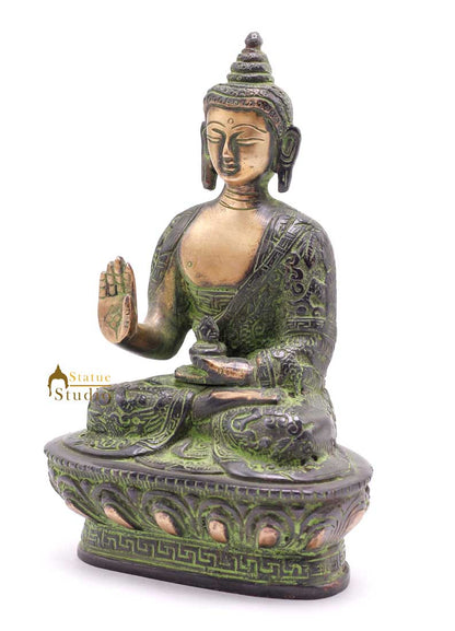 Brass Gautam Buddha Statue For Home Décor Corporate Diwali Gift Idol Showpiece 7" by vendor-unknown - Buddha (View 5)