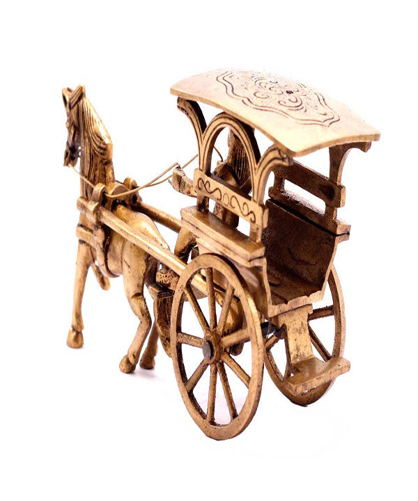 Brass Antique Finish Horse Cart Replica statue show pieces for Home Décor items for Living Room - Eco-friendly - Sama Homes