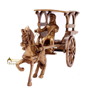 Brass Antique Finish Horse Cart Replica statue show pieces for Home Décor items for Living Room by vendor-unknown - Decor (View 3)
