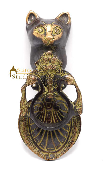 Brass Antique Look Cat Door Knocker Home Decorative Items Showpiece by vendor-unknown - Decor (View 2)