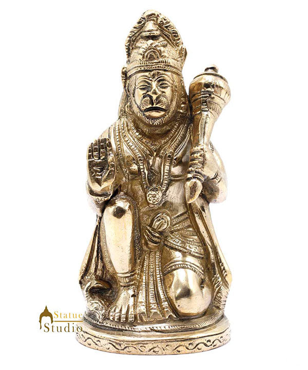 Brass Hanuman Statue For Home Decor Showpiece 6"