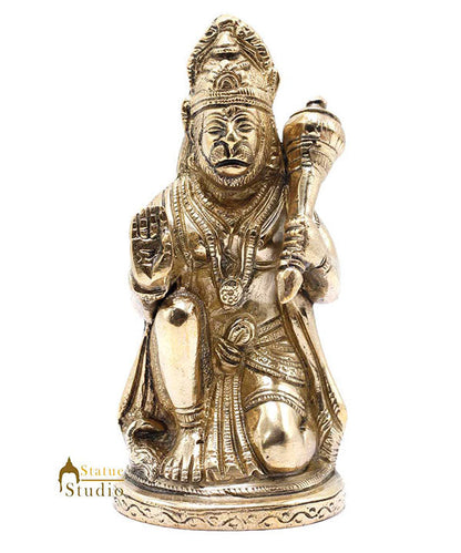 Brass Hanuman Statue For Home Decor Showpiece 6" by vendor-unknown - Hindu Gods (View 2)