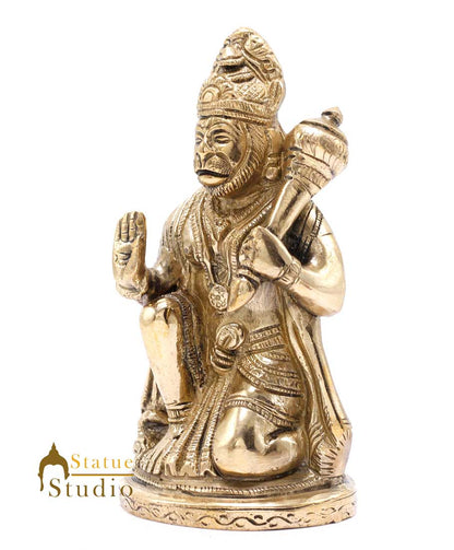 Brass Hanuman Statue For Home Decor Showpiece 6" by vendor-unknown - Hindu Gods (View 3)
