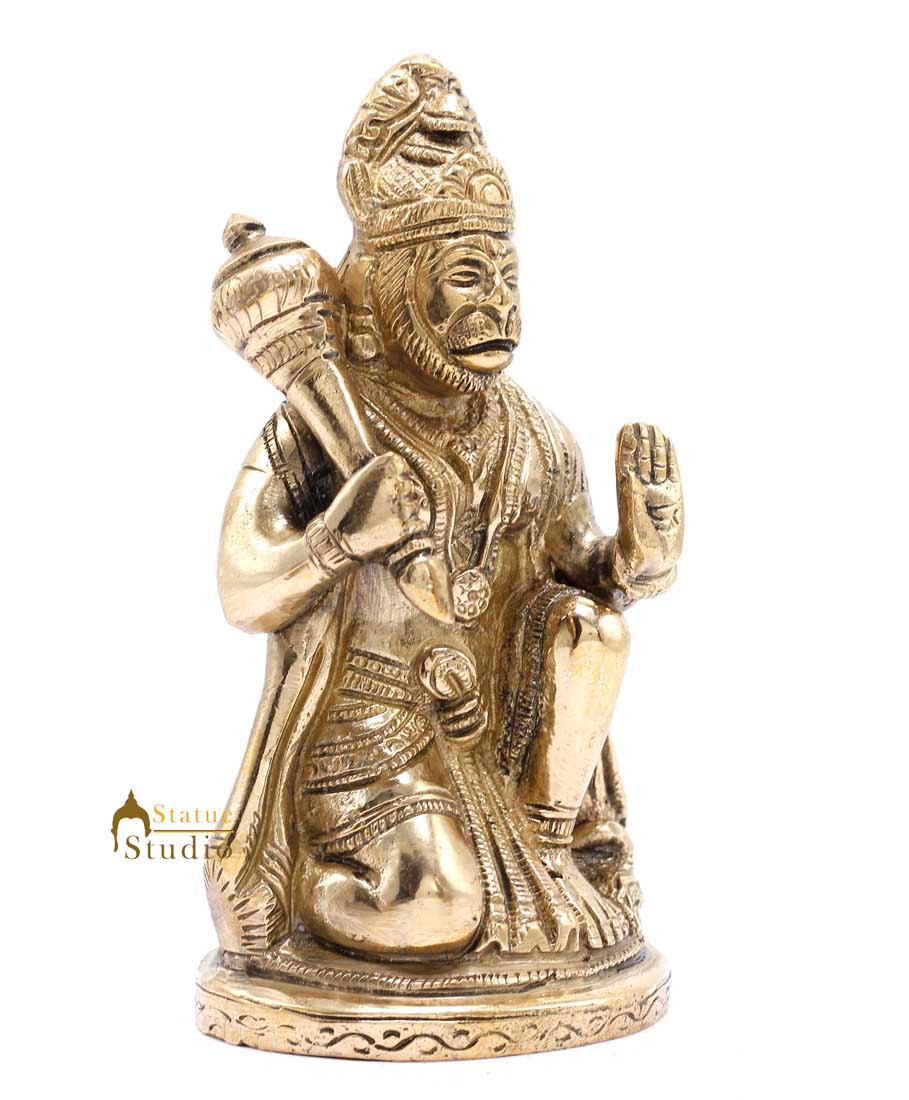 Brass Hanuman Statue For Home Decor Showpiece 6"