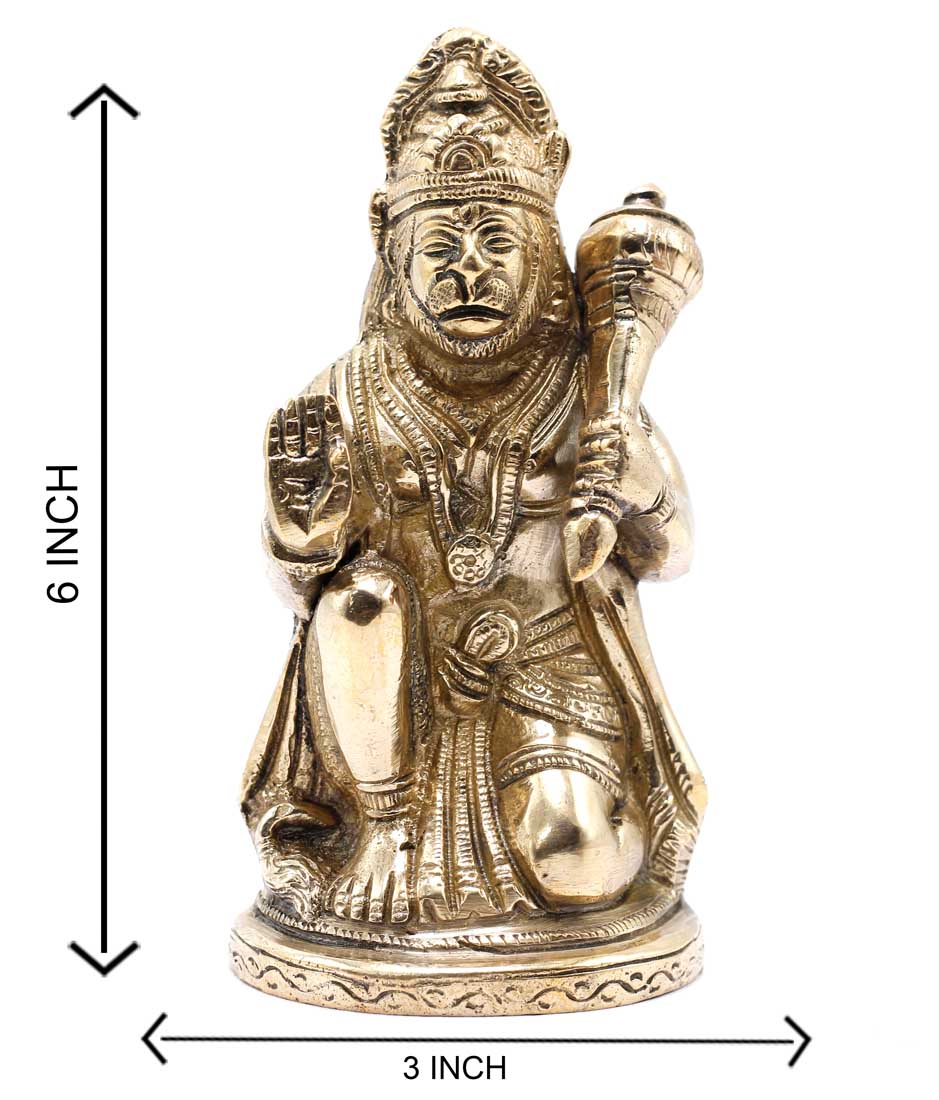 Brass Hanuman Statue For Home Decor Showpiece 6" - Image 6