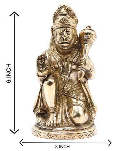 Brass Hanuman Statue For Home Decor Showpiece 6" by vendor-unknown - Hindu Gods (View 6)