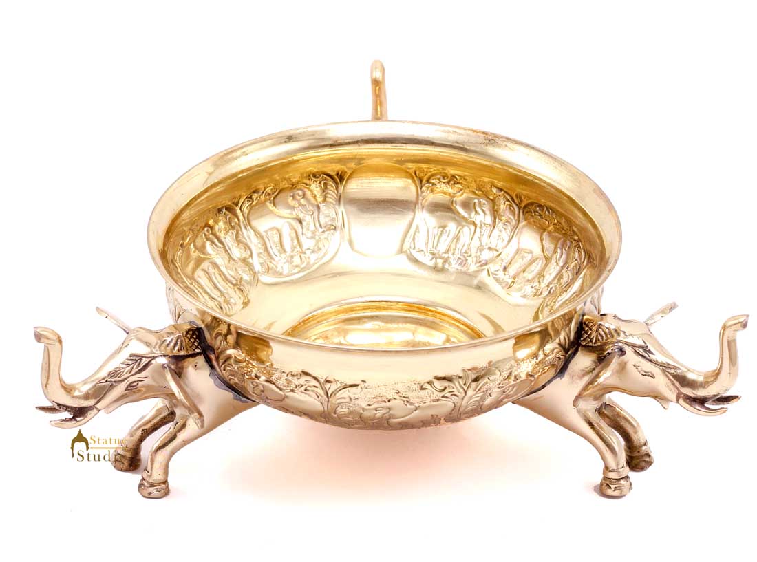 Brass Sheet Lightweight Elephant Design South Indian Style Urli Vessel Home Decorations Item Showpiece - Image 3