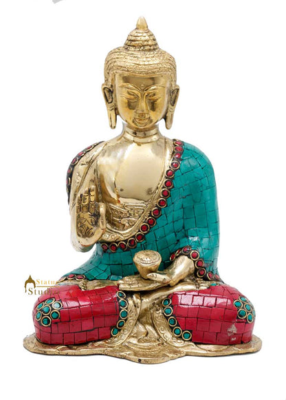 Brass Buddha Statue For Home Décor Showpiece Gifting Handmade Figurine Idol 9" by vendor-unknown - Buddha (View 2)