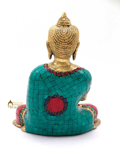 Brass Buddha Statue For Home Décor Showpiece Gifting Handmade Figurine Idol 9" by vendor-unknown - Buddha (View 4)