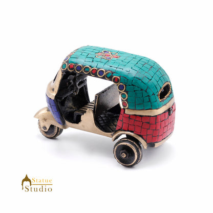 Brass Antique Finish Indian Auto Rickshaw Replica show pieces for Home Décor items for Living Room by vendor-unknown - Decor (View 4)