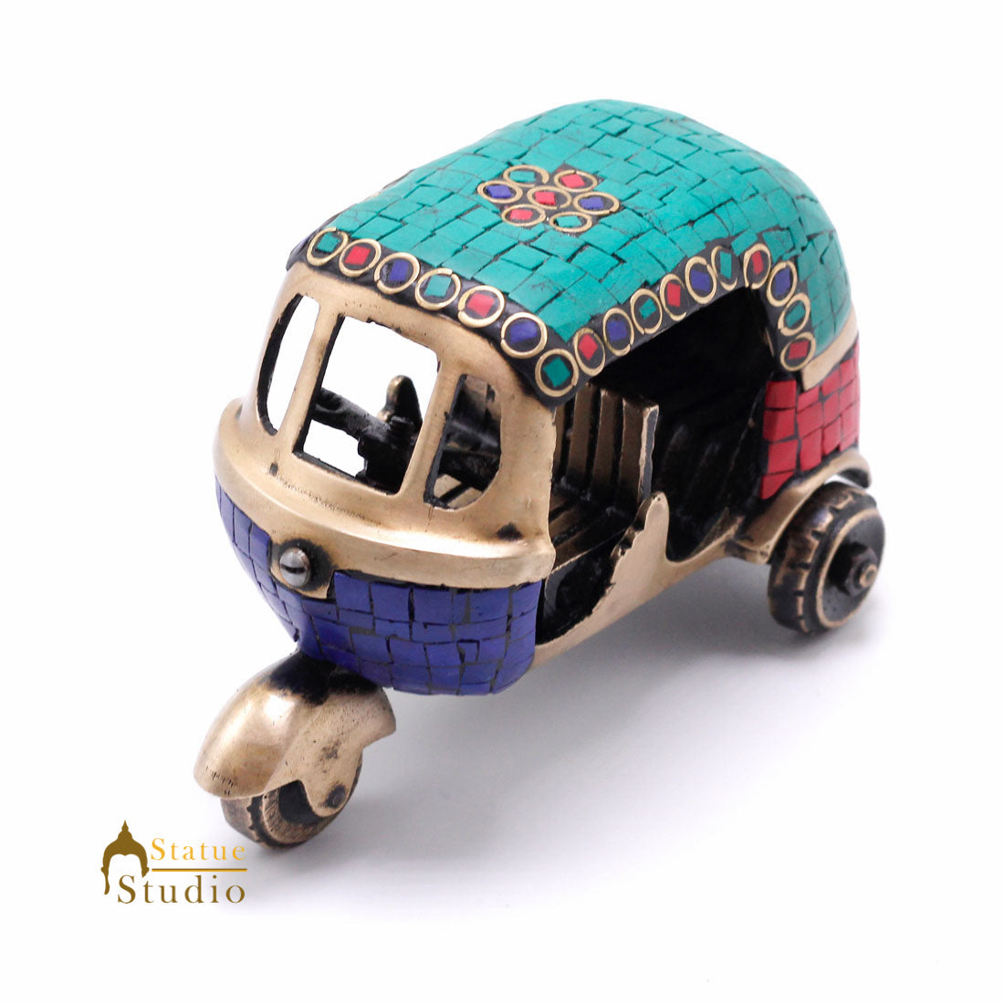 Brass Antique Finish Indian Auto Rickshaw Replica show pieces for Home Décor items for Living Room